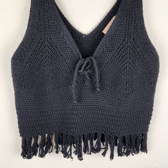 Anthropologie Pilcro Black Cropped V-Neck Sweater Tank sz XSP - Picture 4 of 10